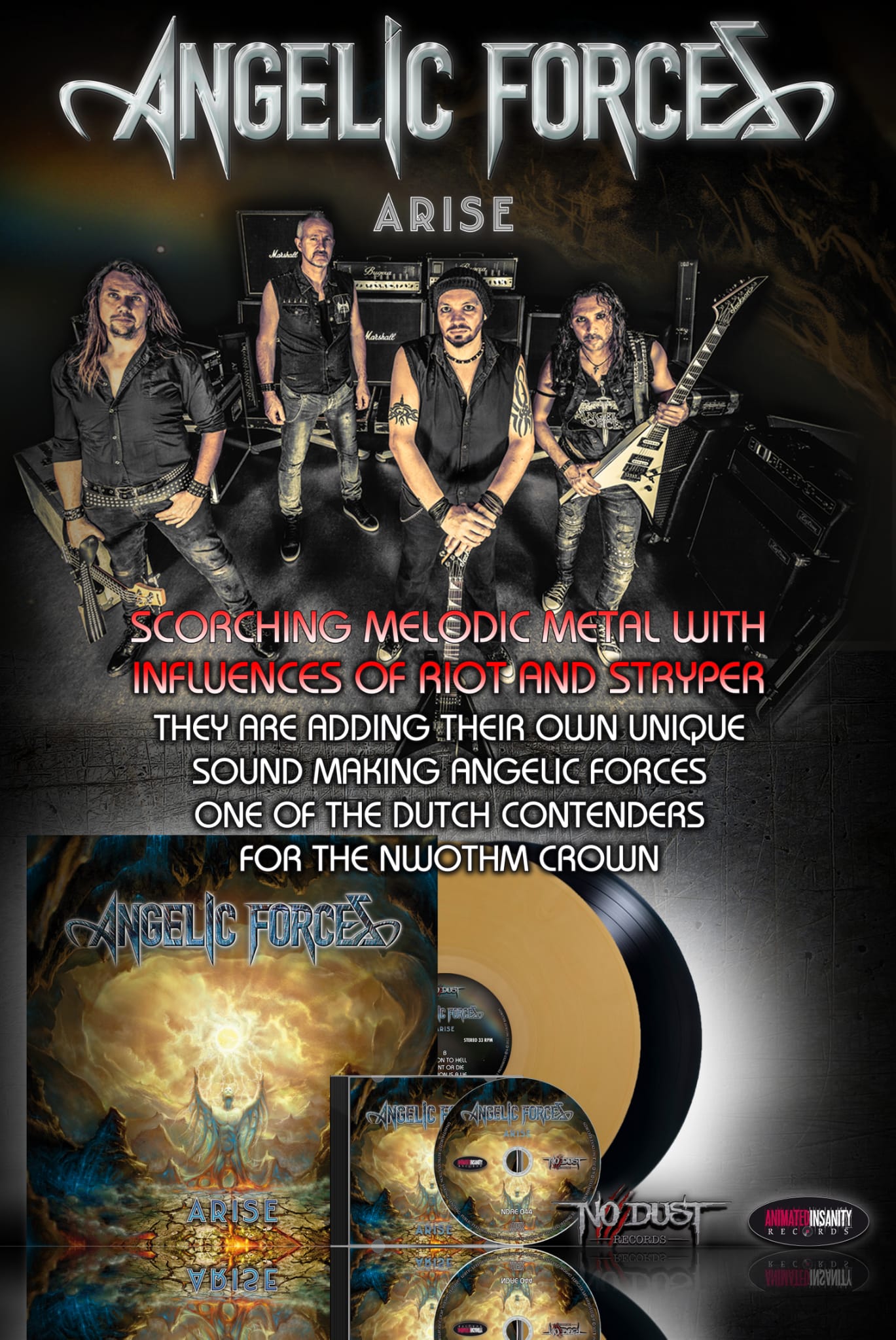 Angelic Forces - Arise album out now!

Scorching melodic metal with influences of Riot and Stryper